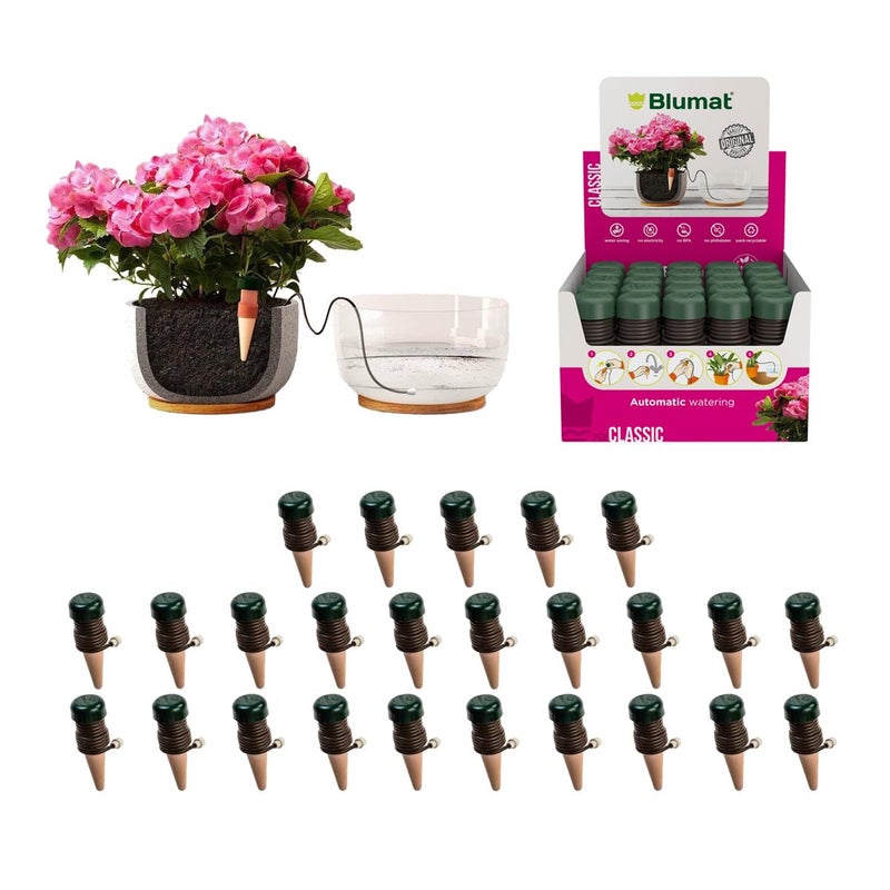 Blumat Classic Self-Watering Stakes - Automatic Drip Irrigation System for Indoor Plant Watering & Outdoor - Water Drip Solution for Potted Plants - Slow Release Stakes, 25 Pack, wo Adapter - Image 1